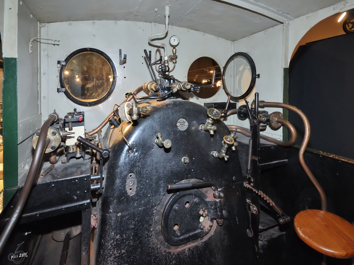 Fürherstand der Feldbahndampflokomotive 7035 von Kraus-Maffai im Technikmuseum Helsingør (20.11.2010)