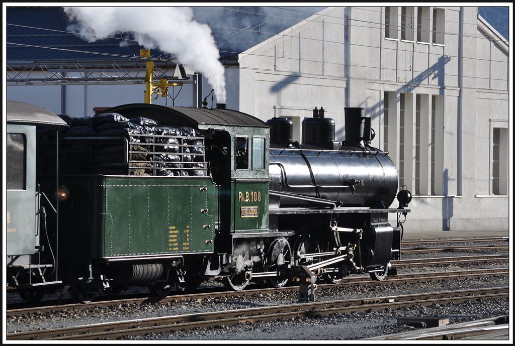 G 4/5 108  Engiadina  vor der HW Landquart. (21.12.2013)