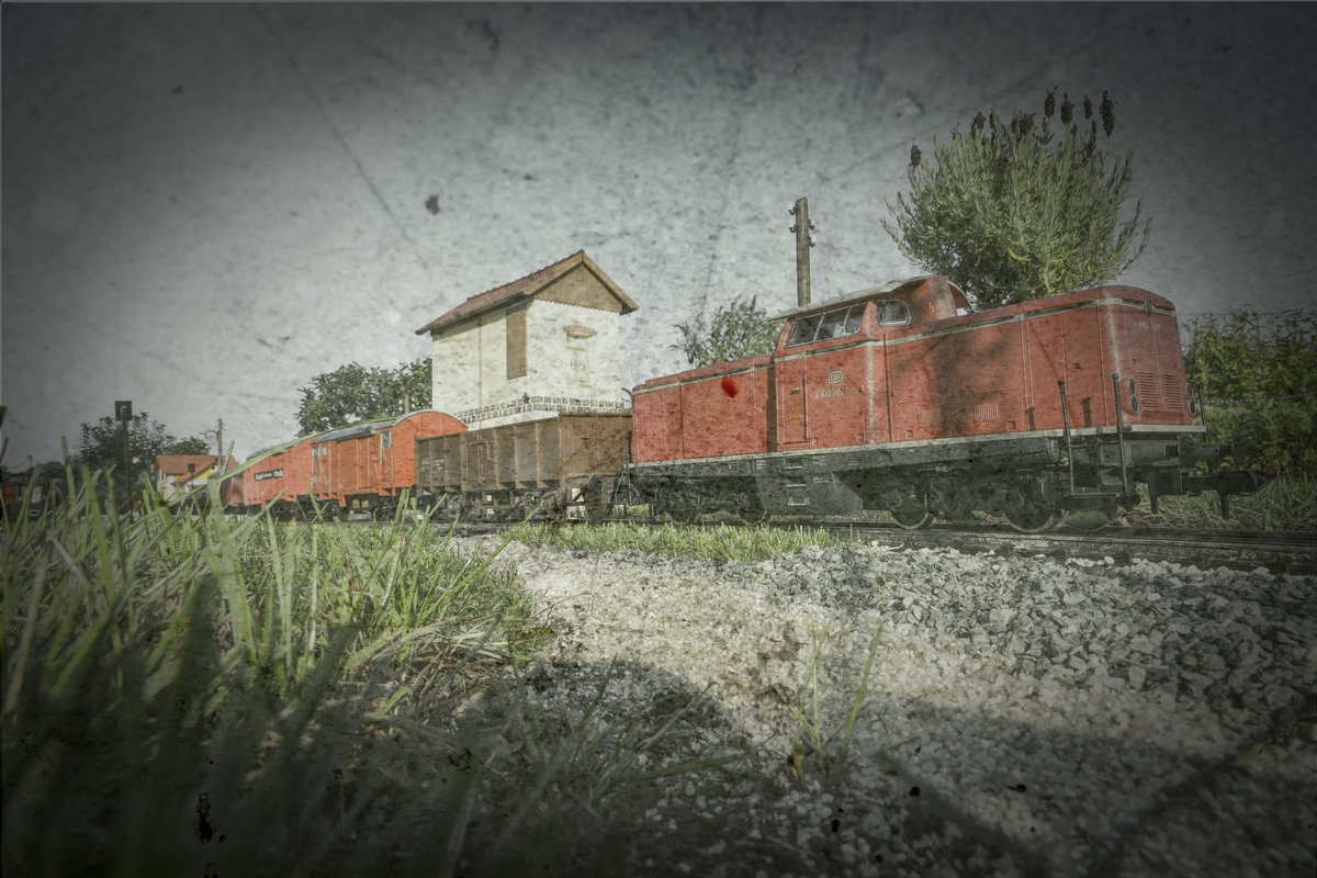 Gastspiel einer Spur 1 V 100 auf der Gartenbahn. 
28.08.2018