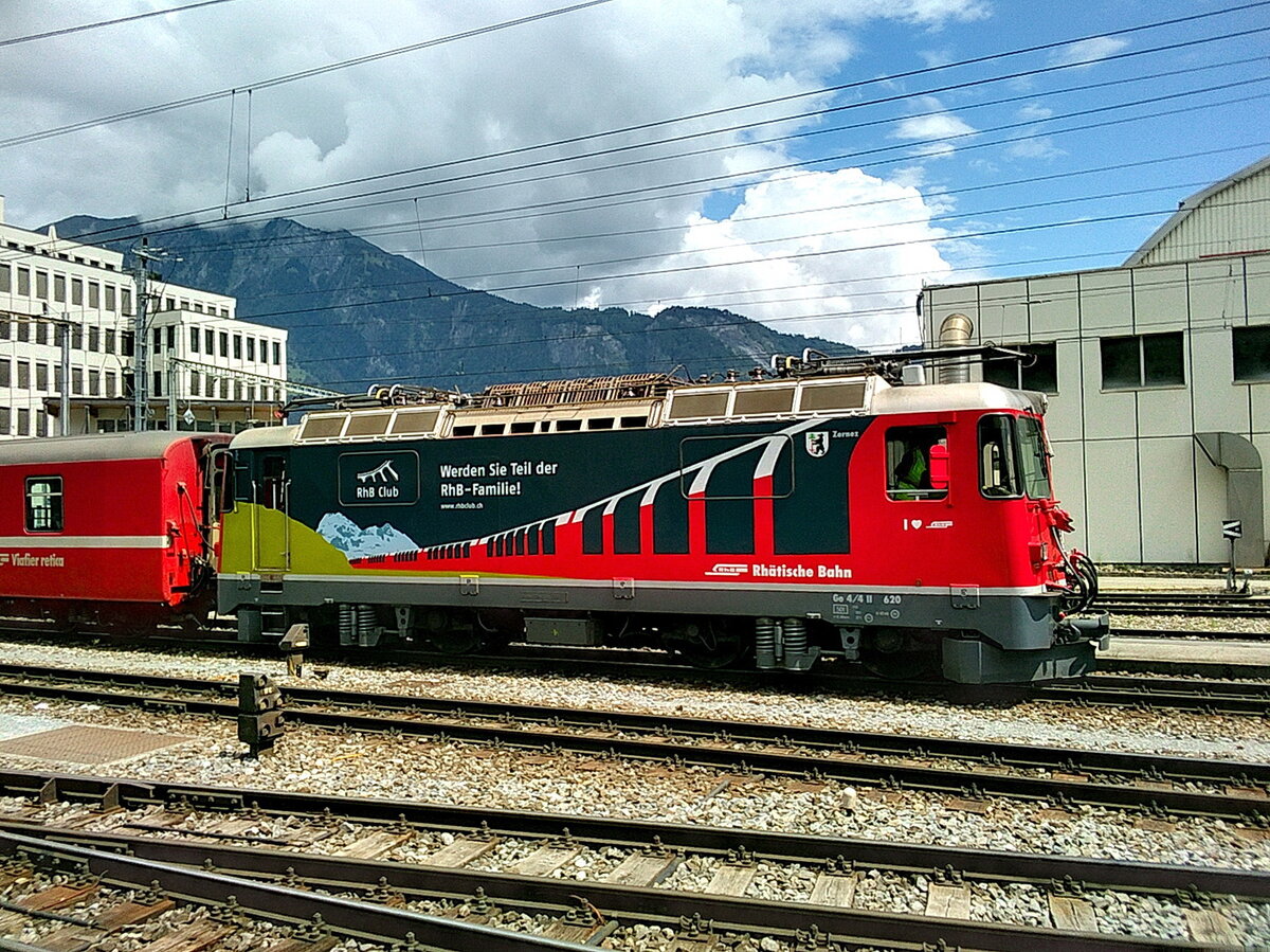 Ge 4/4 II  620  Zernez  abgebügelt in Landquart.02.08.21