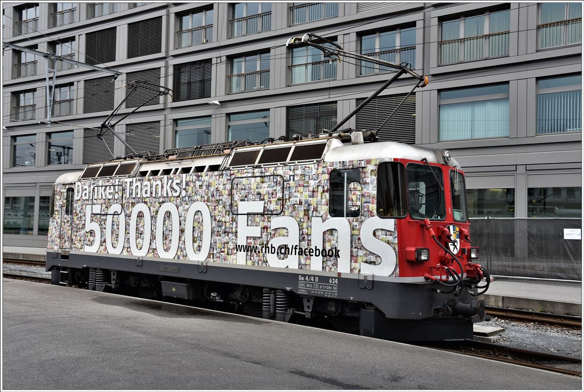 Ge 4/4 II 624  Celerina/Schlarigna  im Arosaareal in Chur. (18.04.2017)