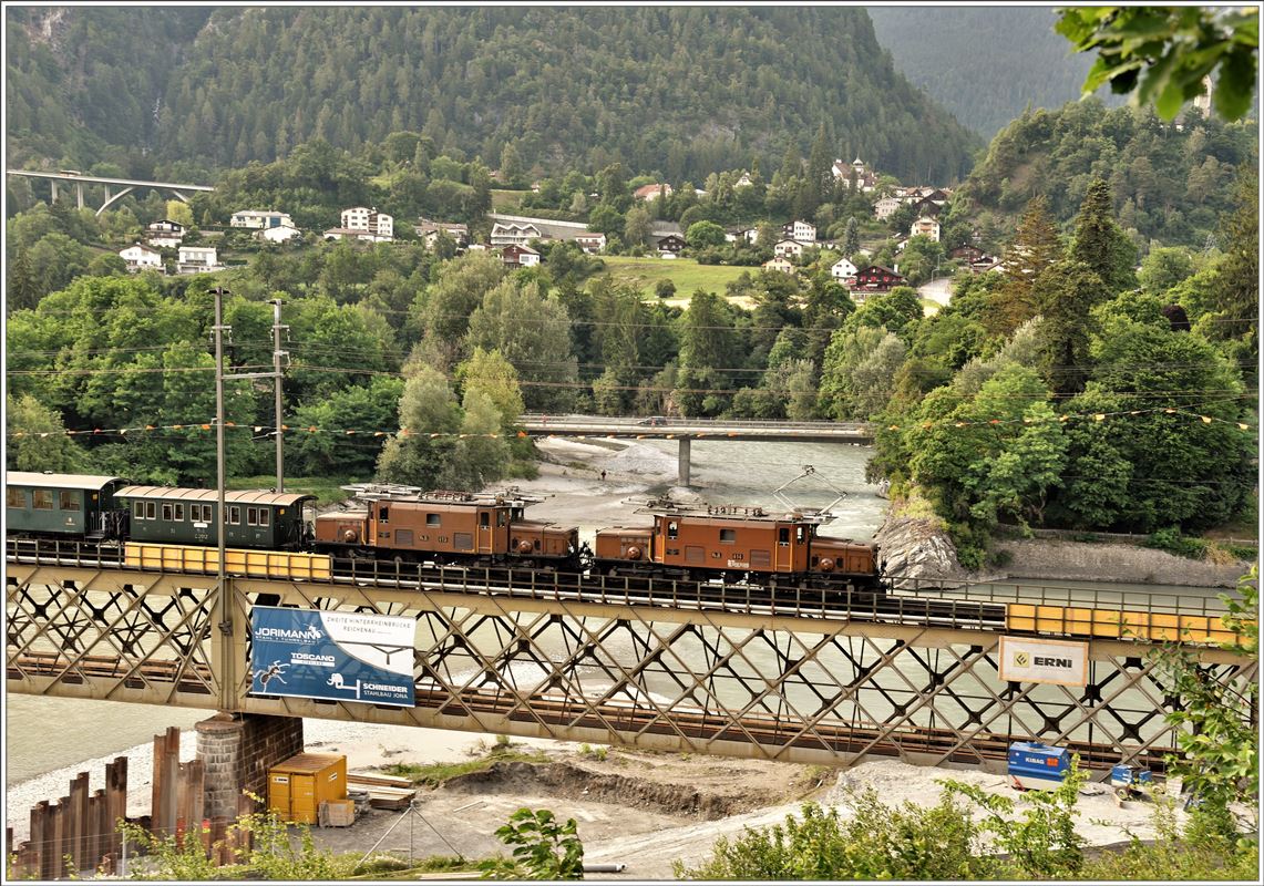 Ge 6/6 I 414 und 415 sind auf dem Weg nach Landquart. (23.06.2017)