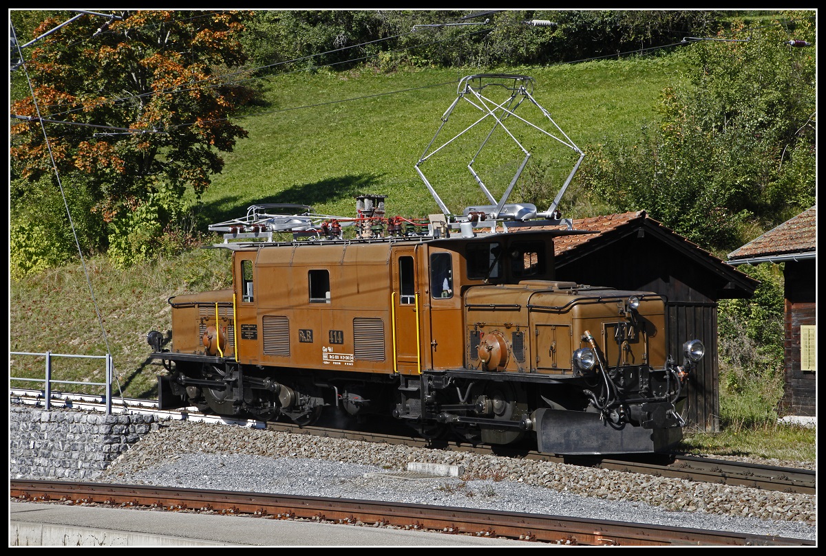 Ge 6/6 I 414 bei der Lokwende in Filisur am 1.10.2019.