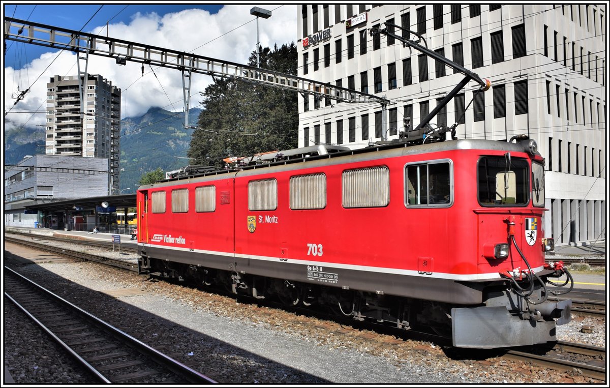 Ge 6/6 II 703  St.Moritz  in Landquart. (09.09.2019)