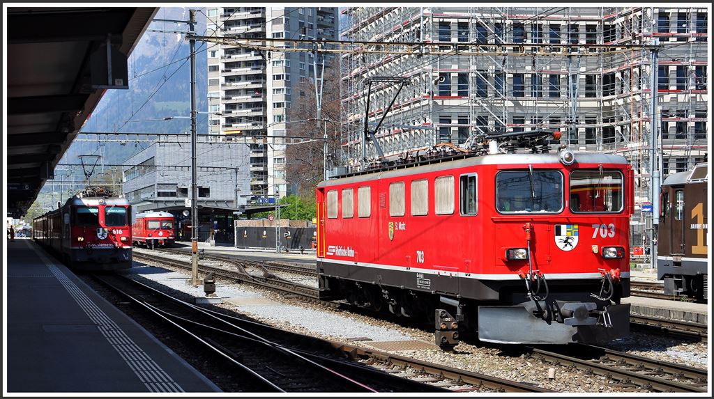 Ge 6/6 II 703  St.Moritz  in Landquart. (23.04.2015)