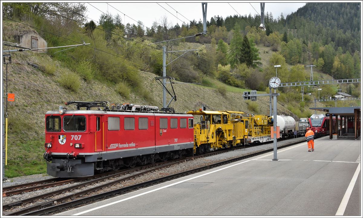 Ge 6/6 II 707  Scuol  in Filisur. (04.05.2017)