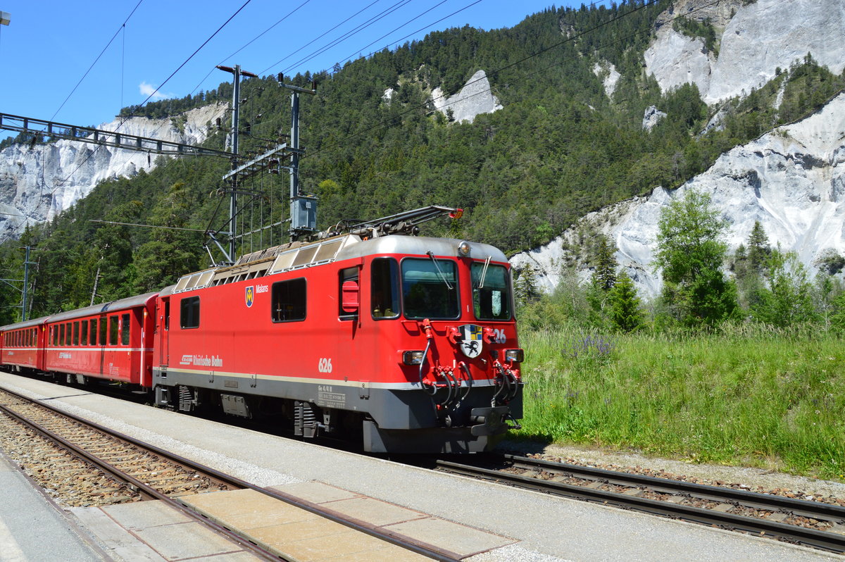 Ge4/4II 626 Malans im Bahnhof Versam-Safien 1.6.19