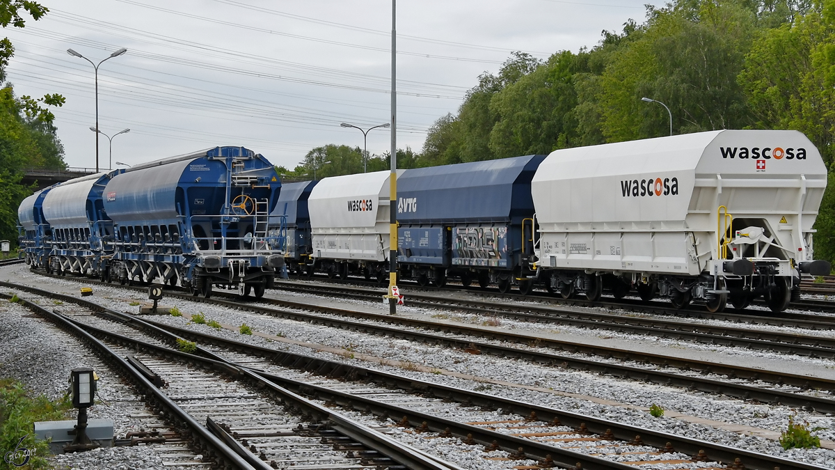 Gedeckte Drehgestell-Schüttgutwagen habe ich eher durch Zufall in Wülfrath-Rohdenhaus entdeckt. (Mai 2019)
