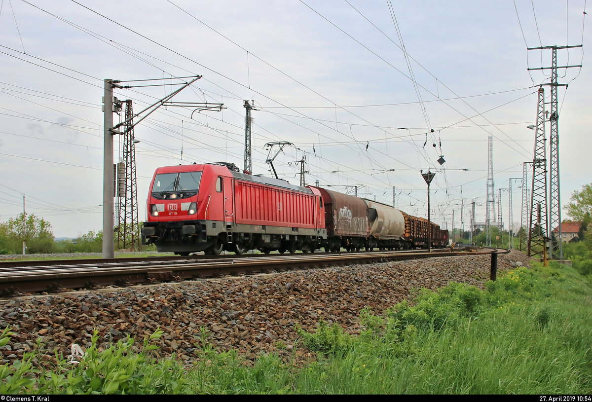 Gemischter Gz mit 187 119 DB fährt in Großkorbetha auf der Bahnstrecke Halle–Bebra (KBS 580) Richtung Naumburg(Saale)Hbf.
[27.4.2019 | 10:54 Uhr]