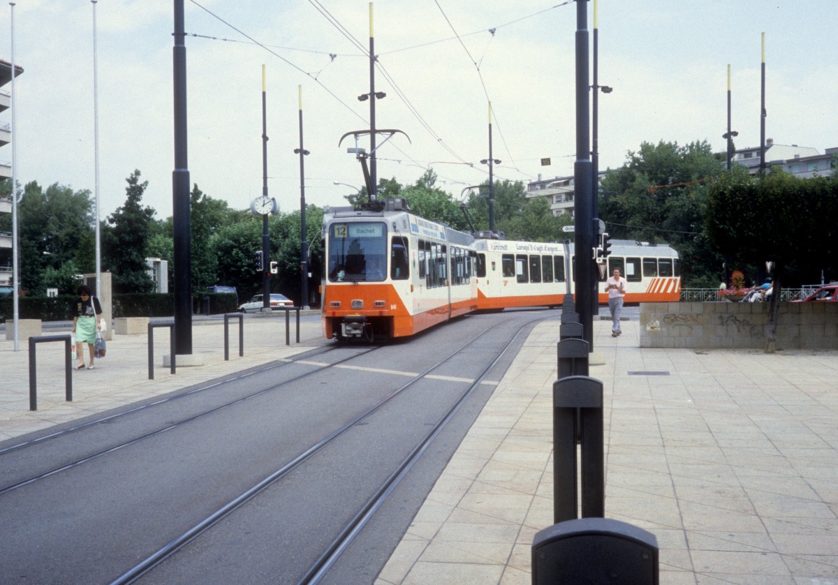 Genve / Genf TPG Tram 12 (ACMV/DWAG-Be 4/6 846) Place de l'Octroi am 3. August 1993.