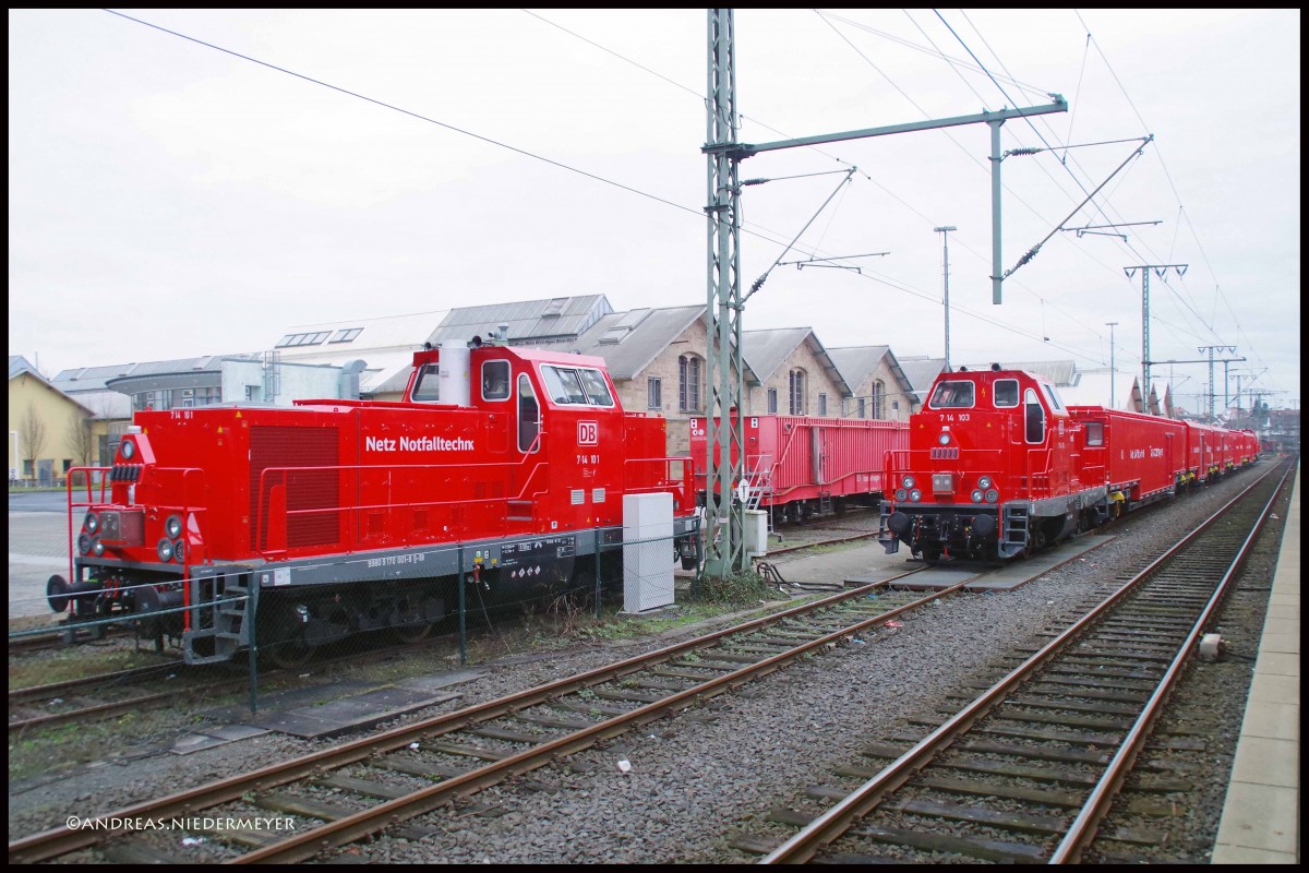 Gestern vor der Rückfahrt nach Kassel noch schnell abgelichtet: 714 101 und 714 103 im Hauptbahnhof Fulda (12.12.2015).