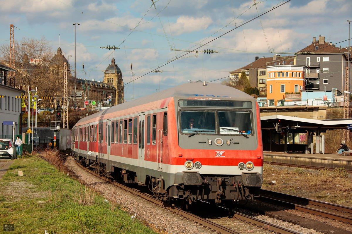 GfF Wittenberger Steuerwagen mit NX-Ersatzzug RB48 in Wuppertal Steinbeck, März 2021.