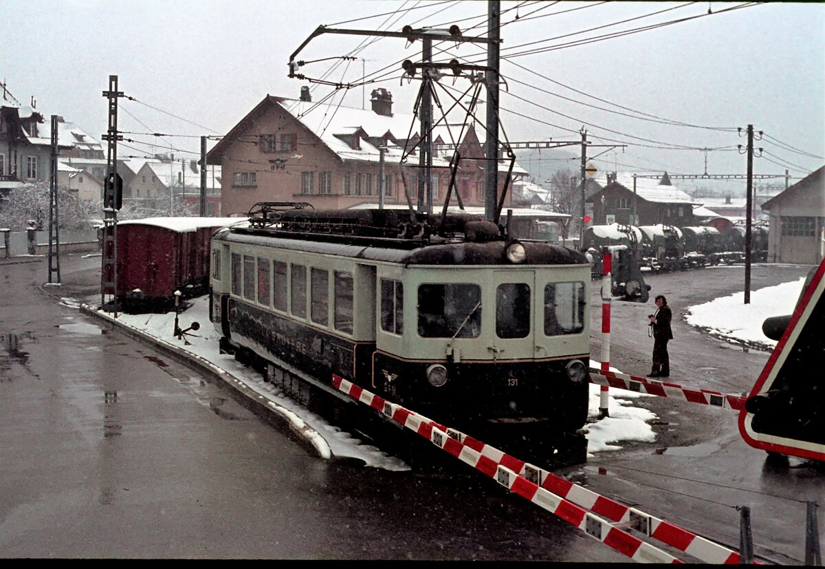 GFM Ce 4/4 131 in Chatel Saint Denis, Februar 1977