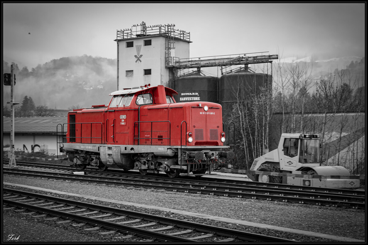 GKB DH1100.1 am 4.Dezember 2022 im Bahnhof Deutschlandsberg. 
Anlässlich einer Nikolausveranstaltung erreichte Sie an diesem Tag noch 2 mal die Bezirkshauptstadt.