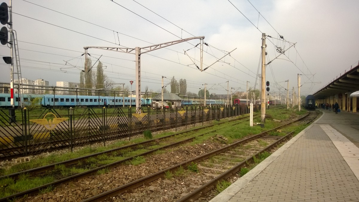 Gleisanlagen des Bahnhofs in Iasi, April 2014