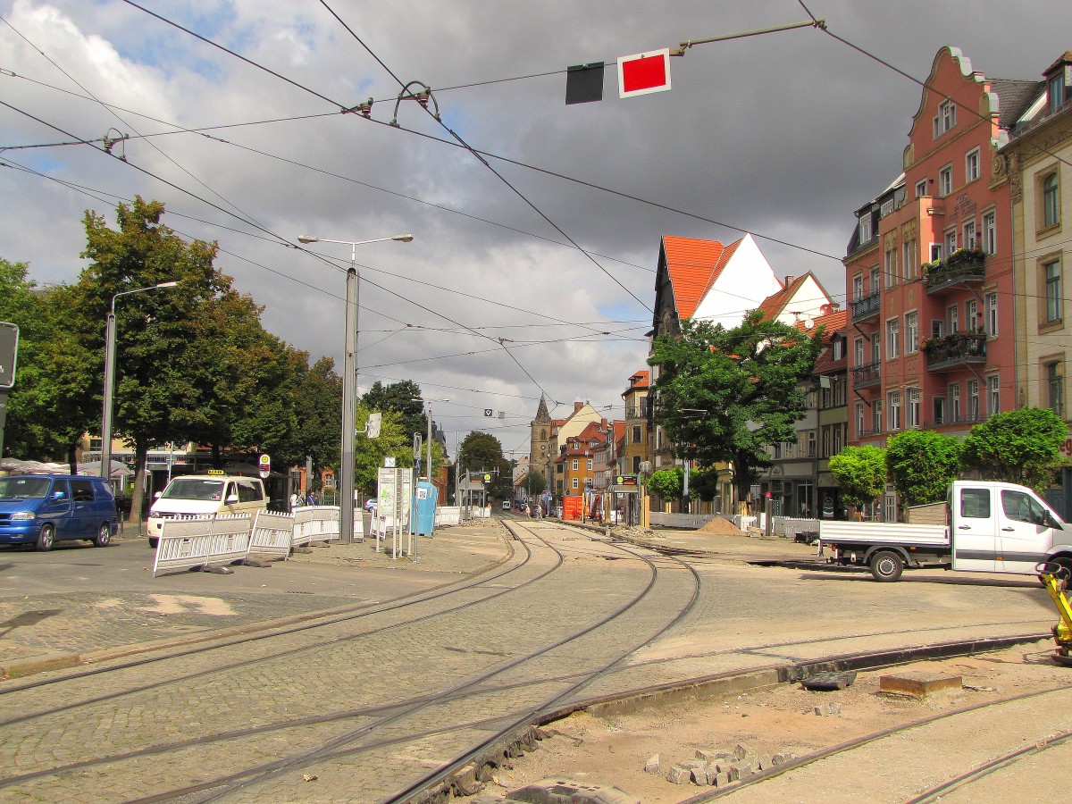 Gleisbauarbeiten am 01.09.2013 am Domplatz.