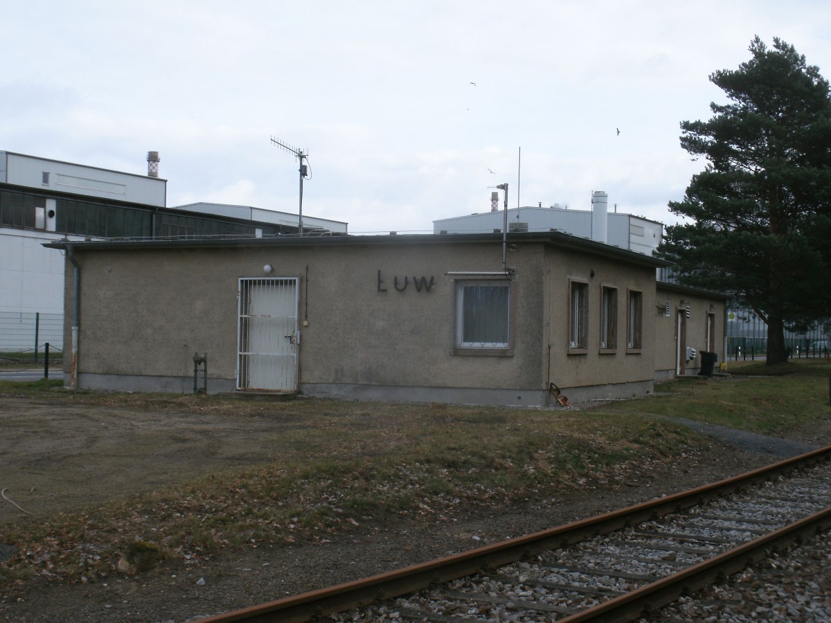 Gleisbildstellwerk Luw von Lubmin Werkbahnhof am 16.Februar 2014.