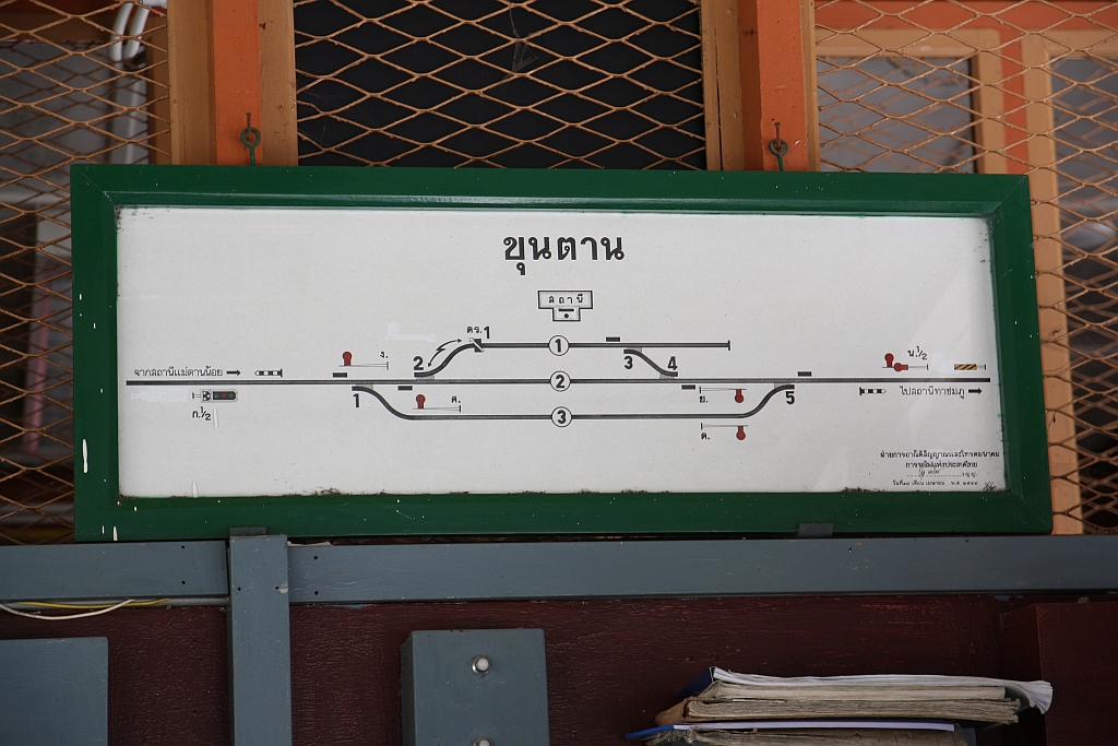 Gleisbildtafel der Khun Tan Station am 23.März 2023.