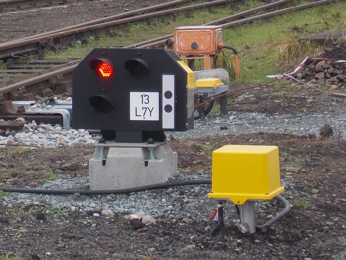 Gleissperrsignal,am 10.November 2017,in Bergen/Rügen.