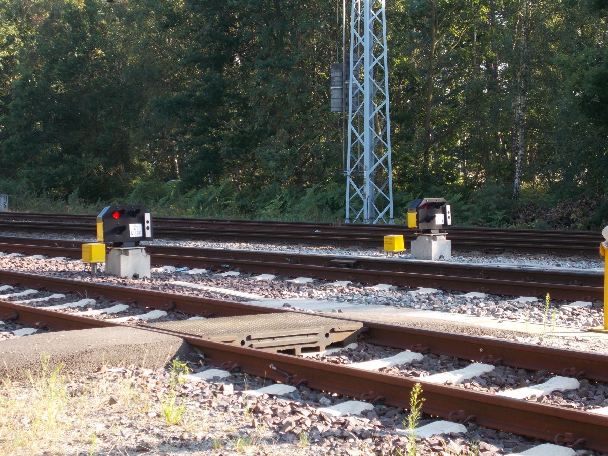 Gleissperrsignale aus der Binzer Abstellanlage am 20.Juli 2014.