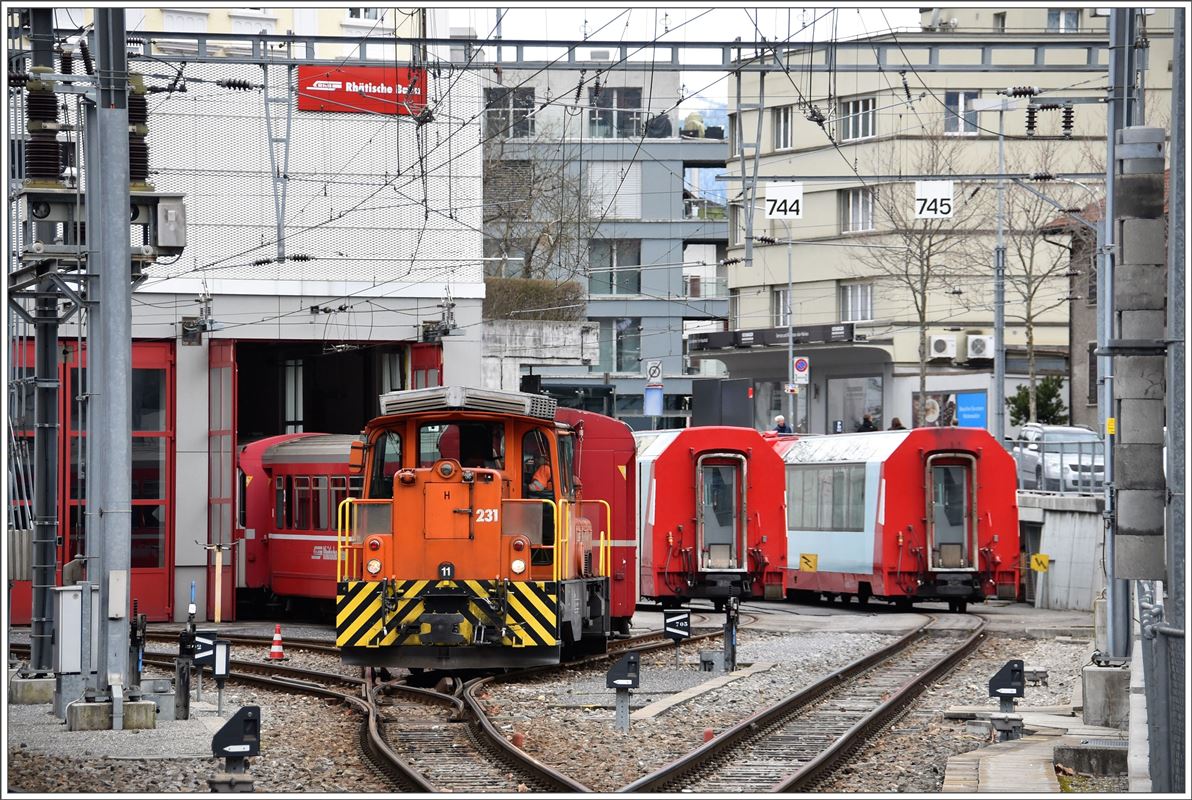 Gm 3/3 231 vor dem Depot Chur. (05.03.2017)