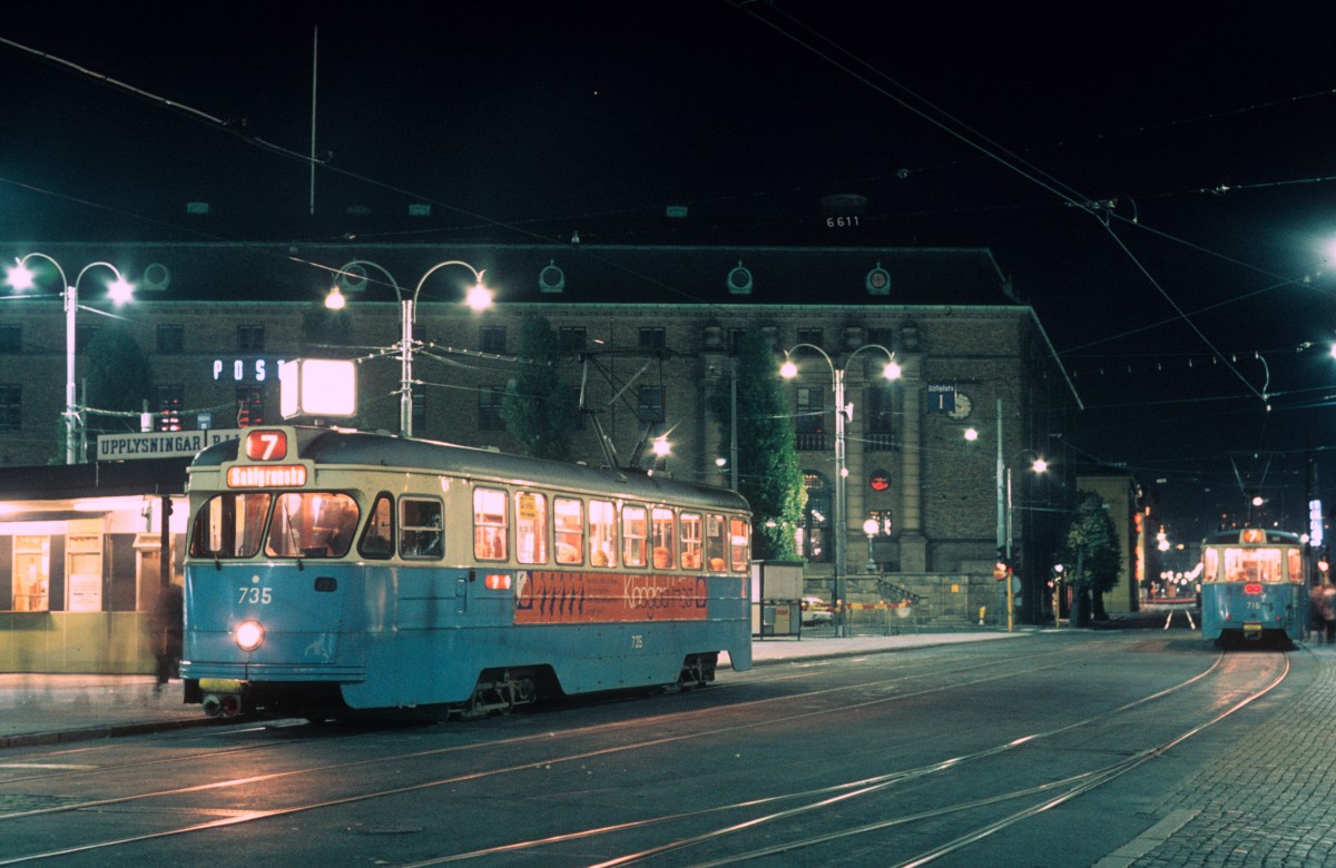 Gteborg GS SL 7 (Tw 735) Drottningtorget / Gteborg Centralstation am 25. September 1971.