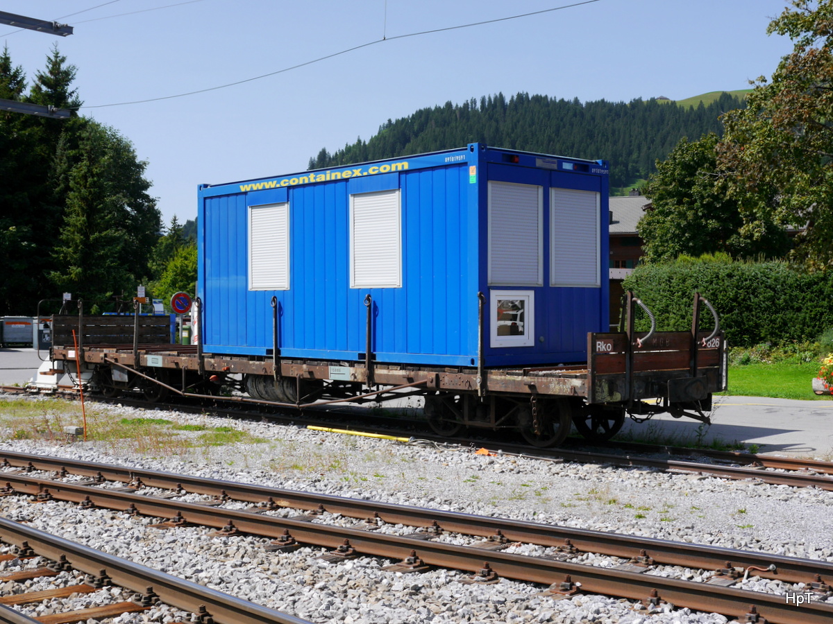 Goldenpass MOB - Güterwagen Rko 826 abgestellt im Bahnhof Schönried am 26.08.2017