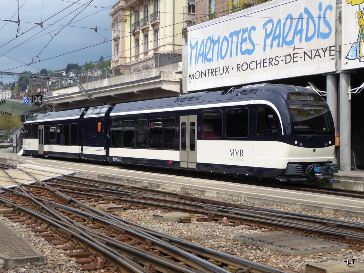 Goldenpsss CEV/MVR - Triebwagen ABeh 2/6  7501 in Montreux am 03.04.2016