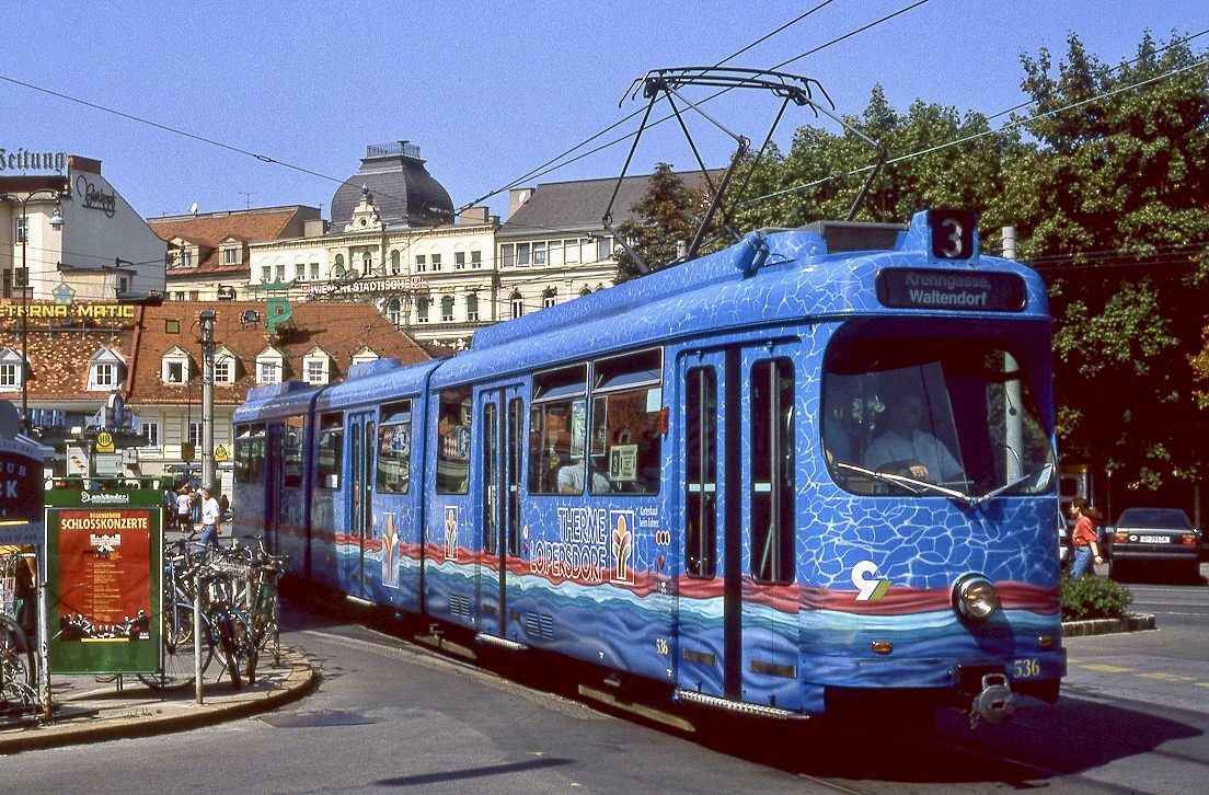 Graz 536, ex Duisburg 1092, Jakominiplatz, 23.08.1993.
