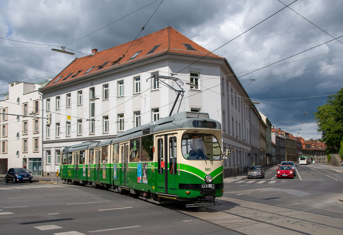 Graz 

Graz Linien TW 501 als Linie 4 nach Liebenau bei der Keplerbrücke, 26.05.2020. 
