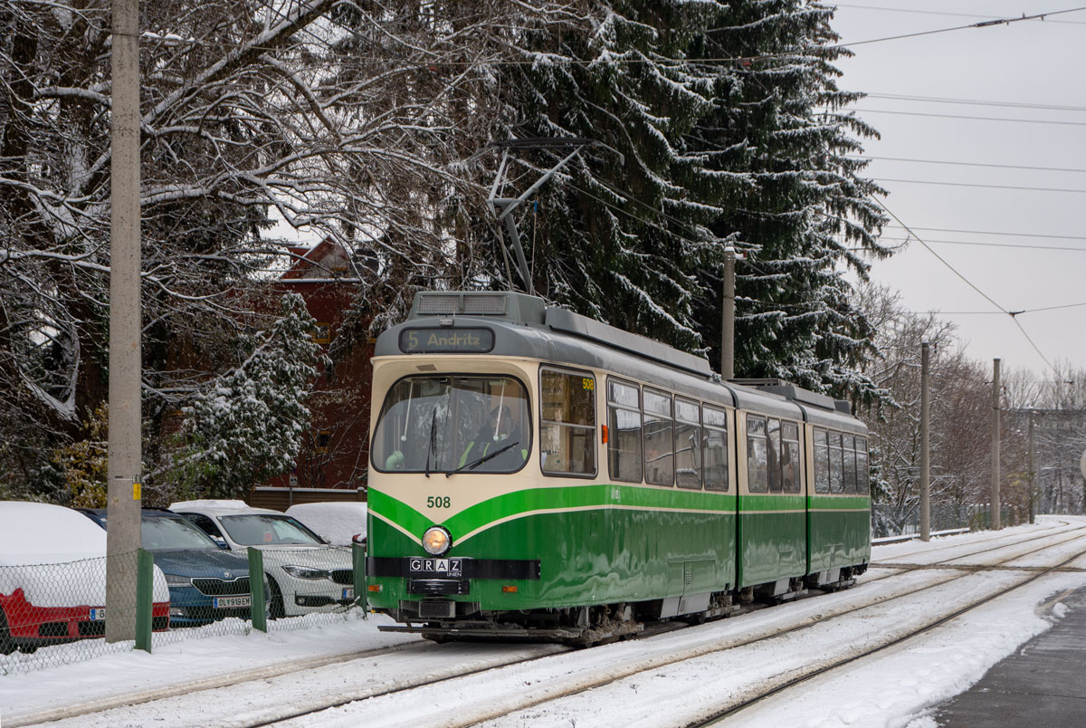 Graz Linien TW 508 als Linie 5, Grazer Straße, 03.12.2020 