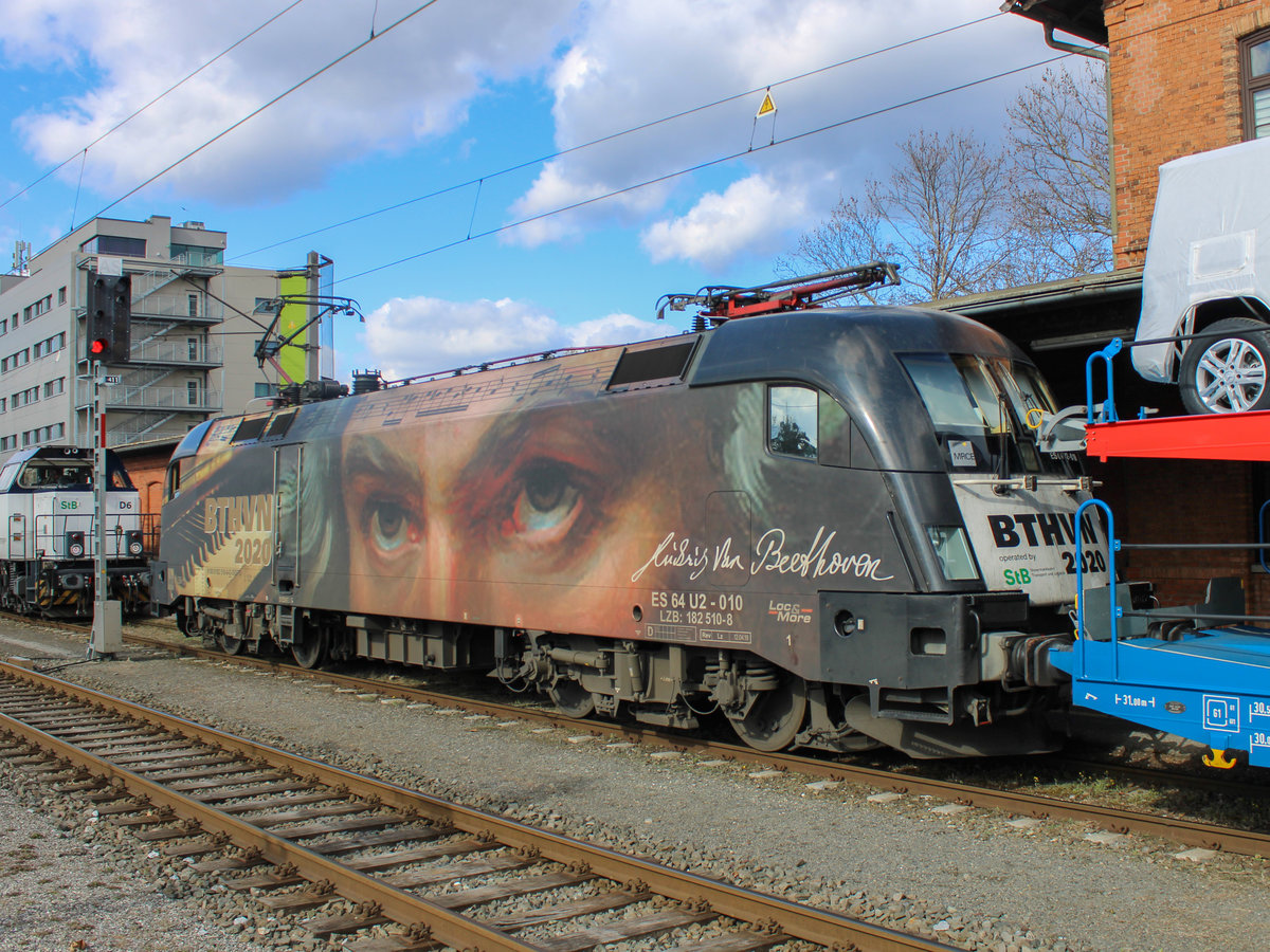 Graz: Lokportrait: Die 182 510  Beethoven  steht am 22.03.2021 im Bahnhof Graz Ostbahnhof-Messe.