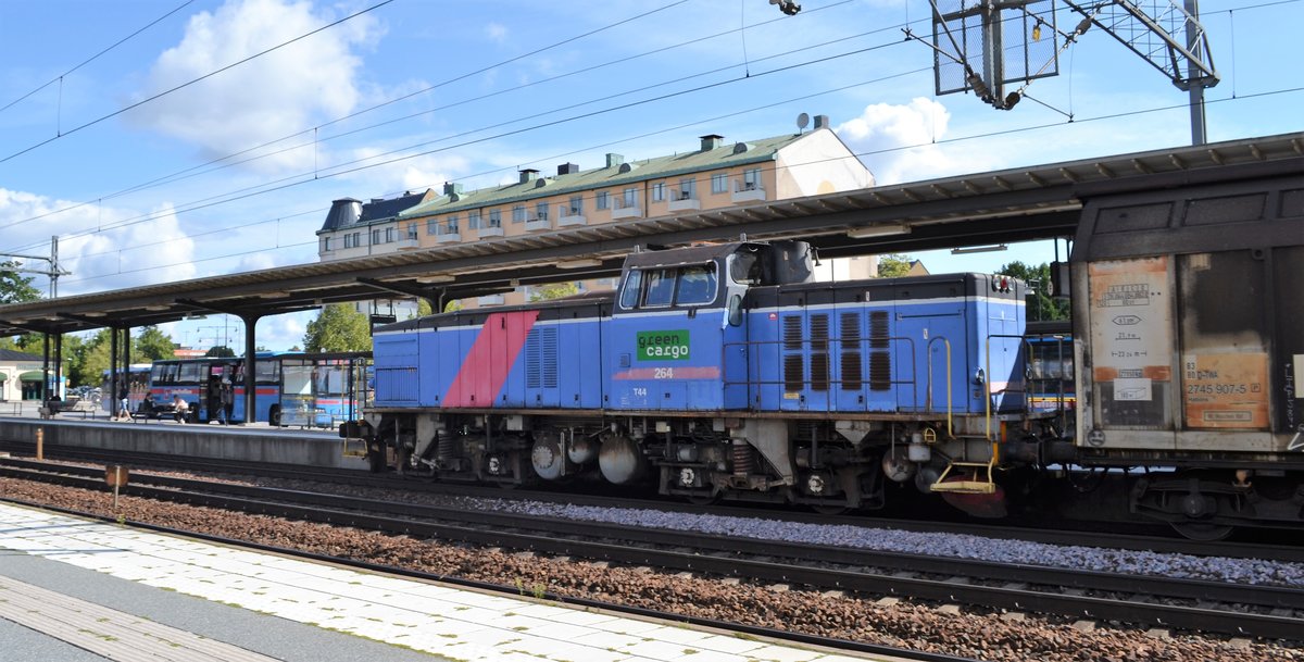 Green Cargo T44 264 in Örebro Central. 23.08.2017