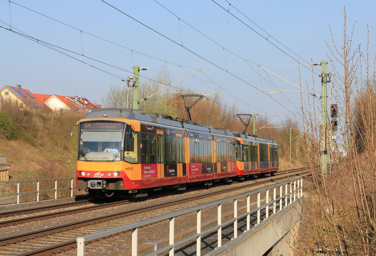 GT8-100D 882+XXX als S4 Öhringen-Cappel - Schwaigern West am 19.03.2020 zwischen Öhringen-Cappel und Hbf. 