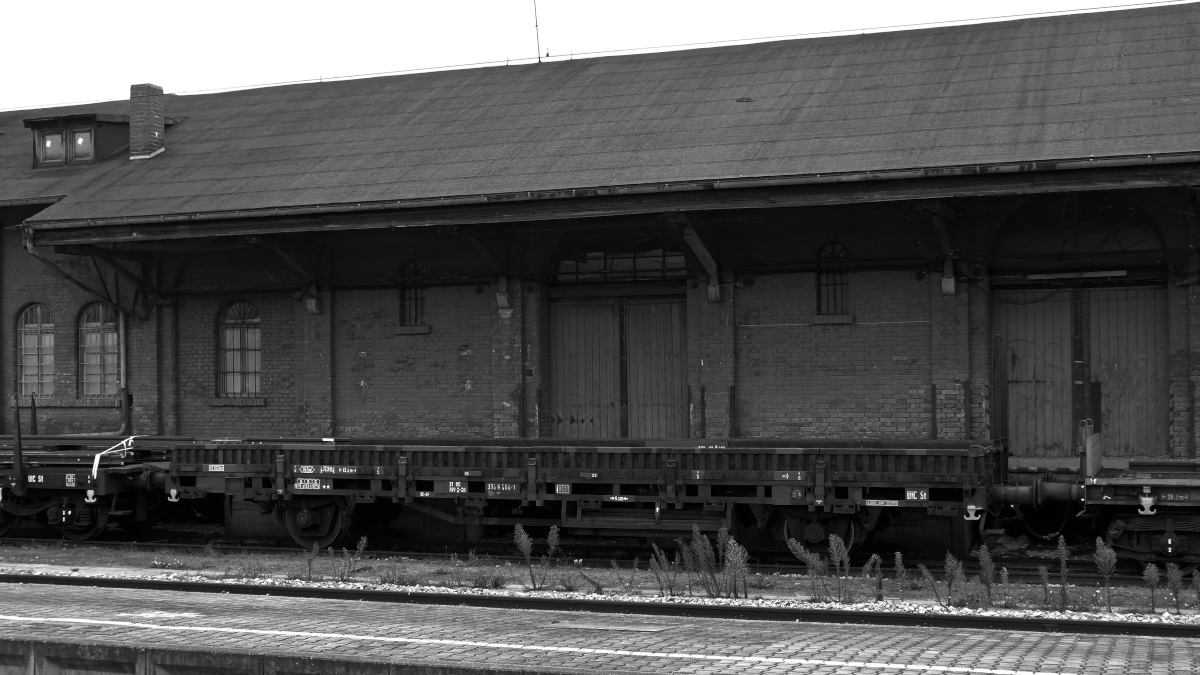 Güterwagen an alter Laderampe. Sieht man auch nicht mehr überall. Bahnhof Plattling 17.10.2015