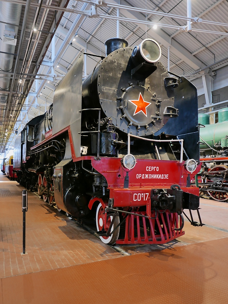 Güterzug-Dampflok СО-17 2413, Baujahr 1948, im Russischen Eisenbahnmuseum in St. Petersburg, 4.11.2017
