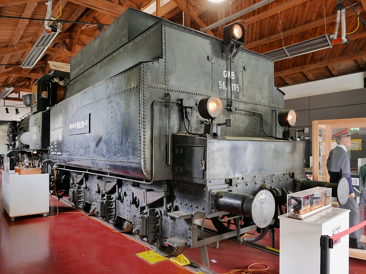 Güterzug-Dampflok 56.3115, Baujahr 1914, im Technischen Eisenbahnmuseum Lieboch, 04.08.2019
