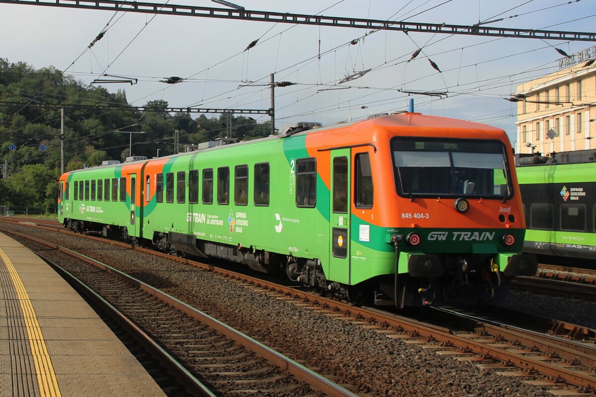 GW Train Regio 845 404 'Joz�f' verlasst als RB nach Zatec Usti nad Labem hl.n. GW Train Regio, Regiojet und Arriva Vlaky setzen ex-DB 628er ein und haben diese inzwischen in die Baureihe 845 umnumeriert.