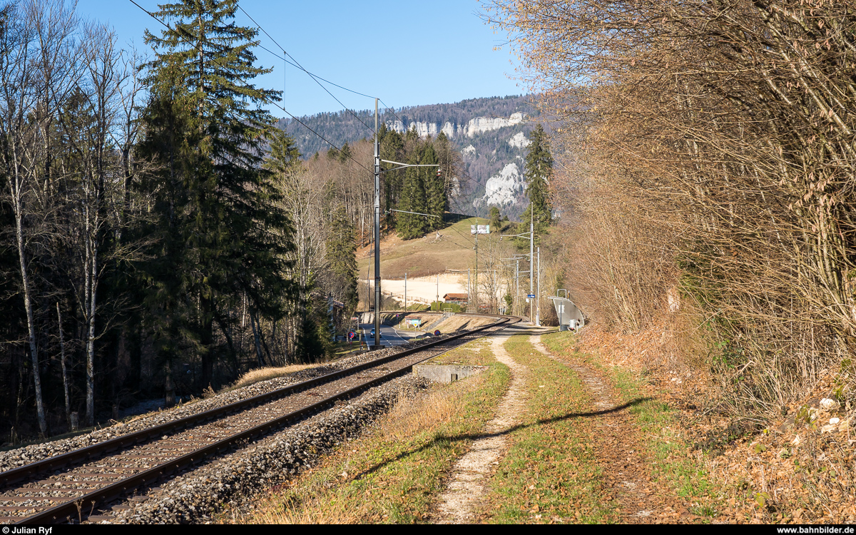 Haltestelle Crémines-Zoo an der Solothurn-Moutier-Bahn am 16. Januar 2020.
