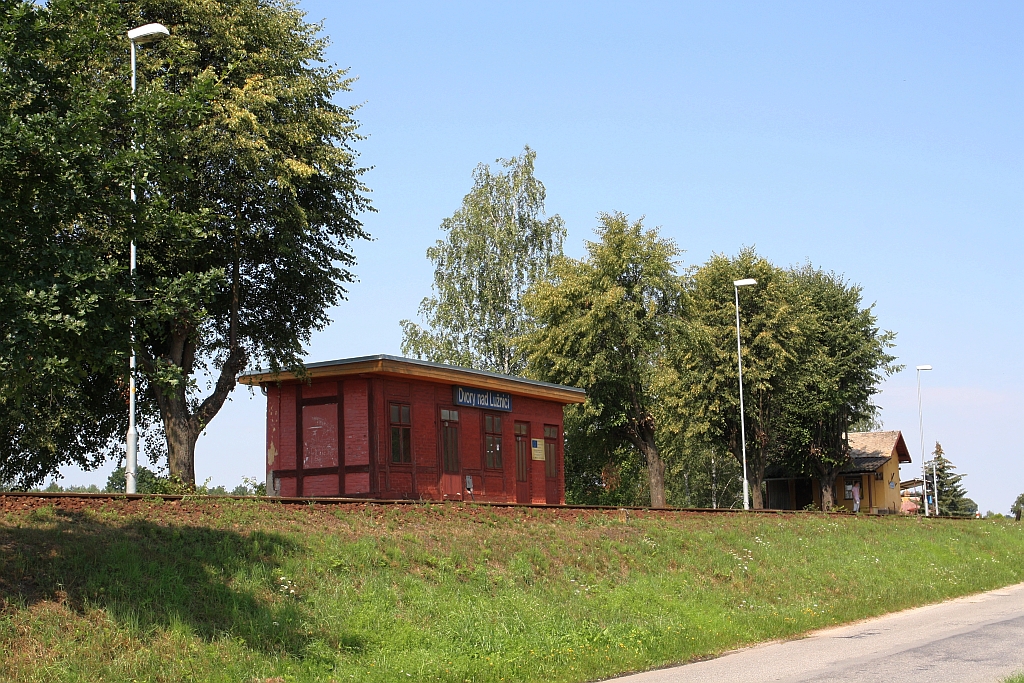 Haltestelle Dvorny nad Luznice am 04.August 2018.