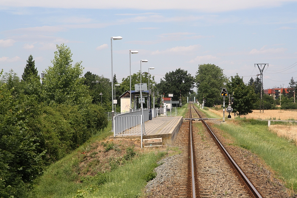 Haltestelle Kromeriz-Oskol am 06.Juli 2019.