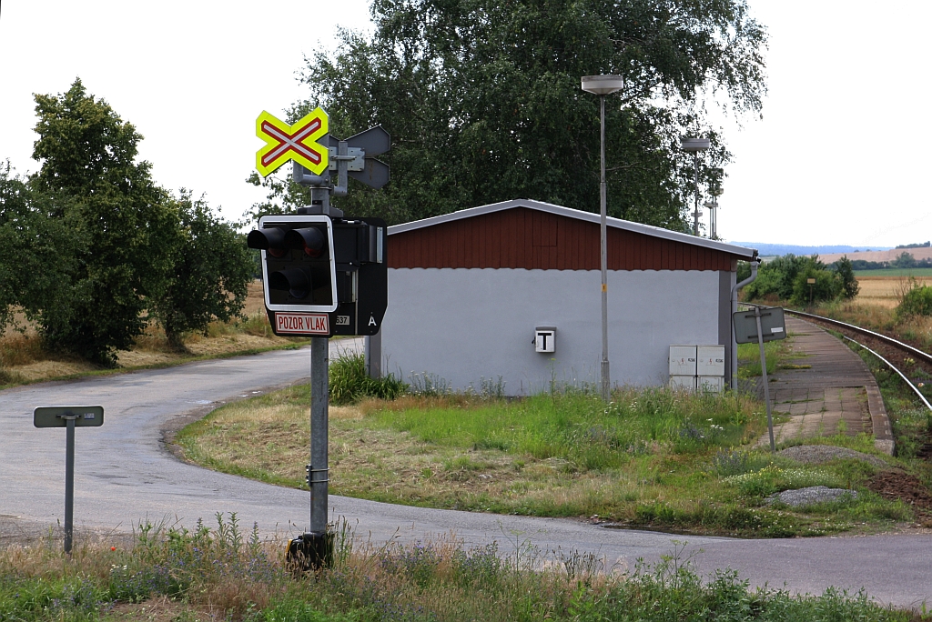 Haltestelle Vesce, Blickrichtung Moravske Budejovice, am 14.Juli 2018.