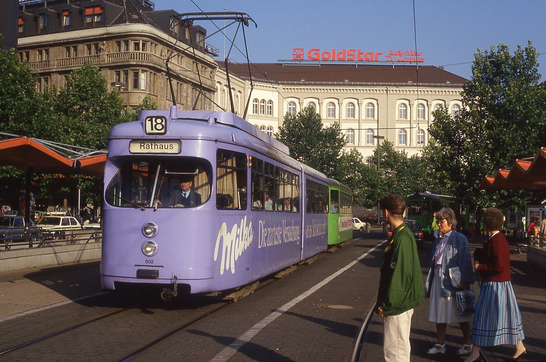 Hannover Tw 502, Ernst-August-Platz (vor dem Hbf.), 01.09.1987.