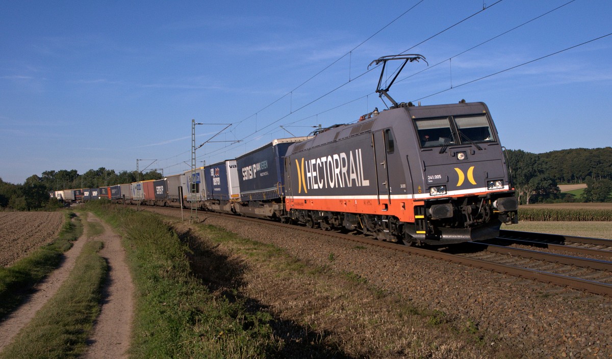 Hector Rail 241 005  Solo  transportiert einen KLV-Zug am 02.10.15 zwischen Vehrte und Belm in Richtung Osnabrück.