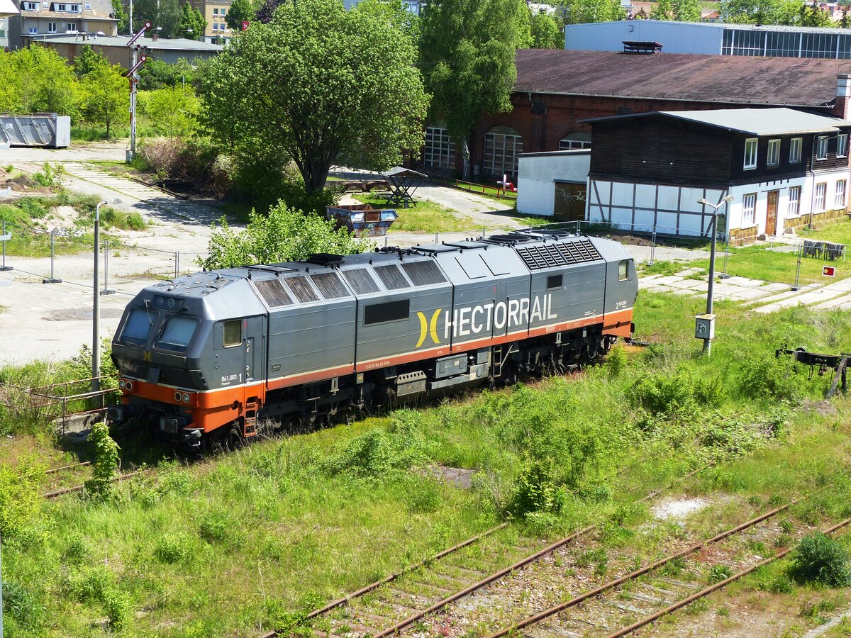 Hectorail 861.003 Popeye 9280 1251 004-8 D-HCTOR wartet in Gera am 31.5.2021 auf ihren nächsten Einsatz  