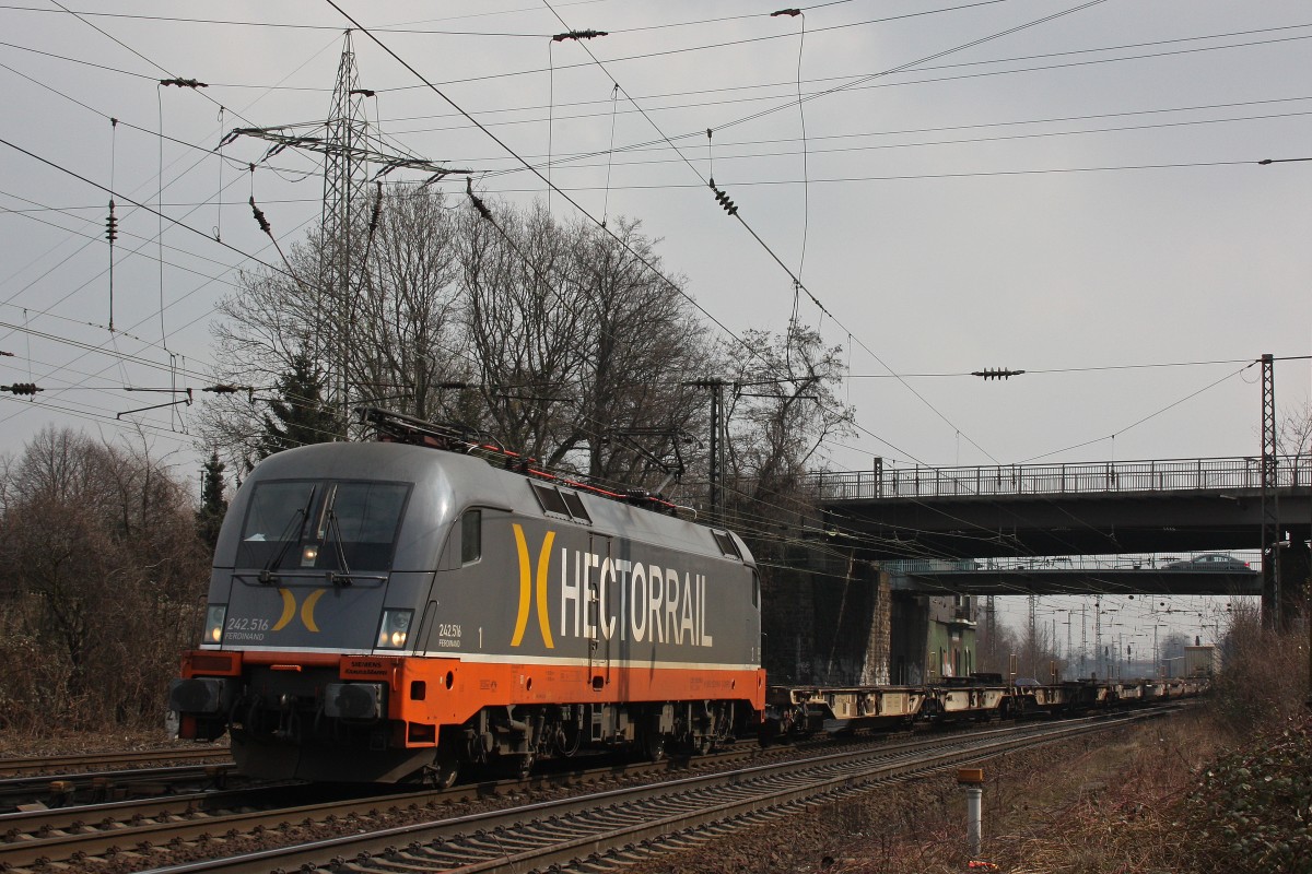 Hectorrail 242.516  Ferdinand  am 30.3.13 mit einem KLV in Oberhausen-Osterfeld Sd.