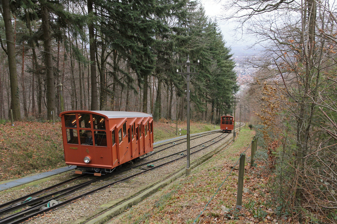 Heidelberger Straßen- und Bergbahn AG; Wagen 4 und 3 der Königstuhlbahn // Heidelberg // 11. Dezember 2019
