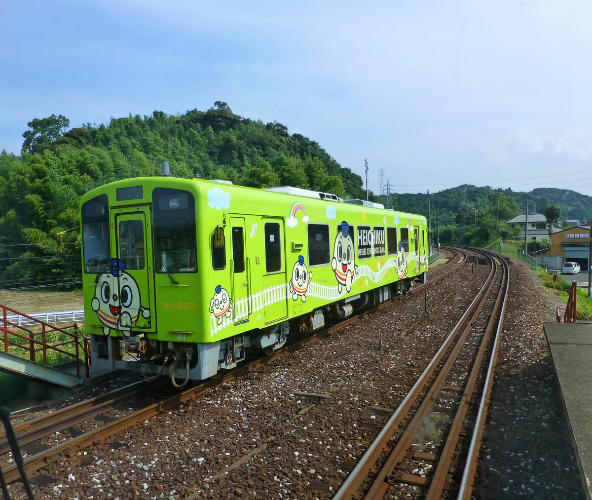 Heisei Chikuhô Bahn: Triebwagen 411 in Akaji, 25.Juli 2013 