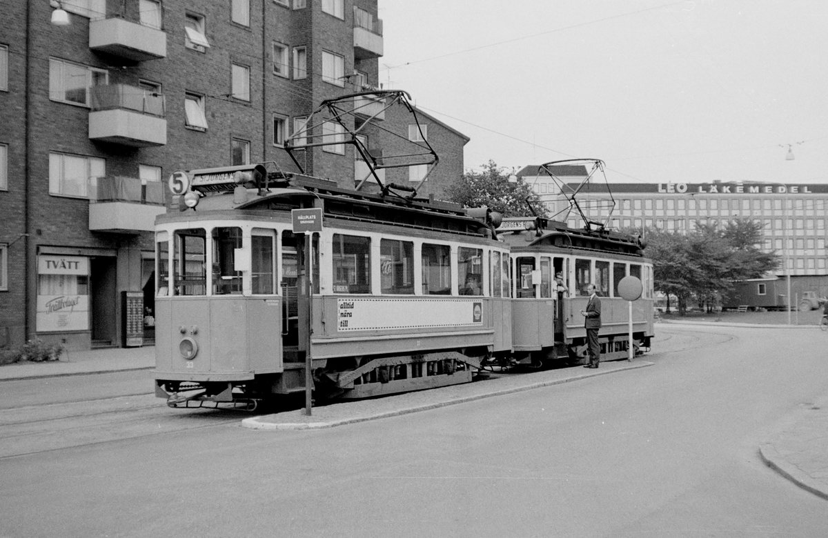 Helsingborg Hälsingborg Stads Spårväger (HSS) SL 5 (D 33 / D ?) Stattena (Endstelle der SL 5) am 26. August 1967.