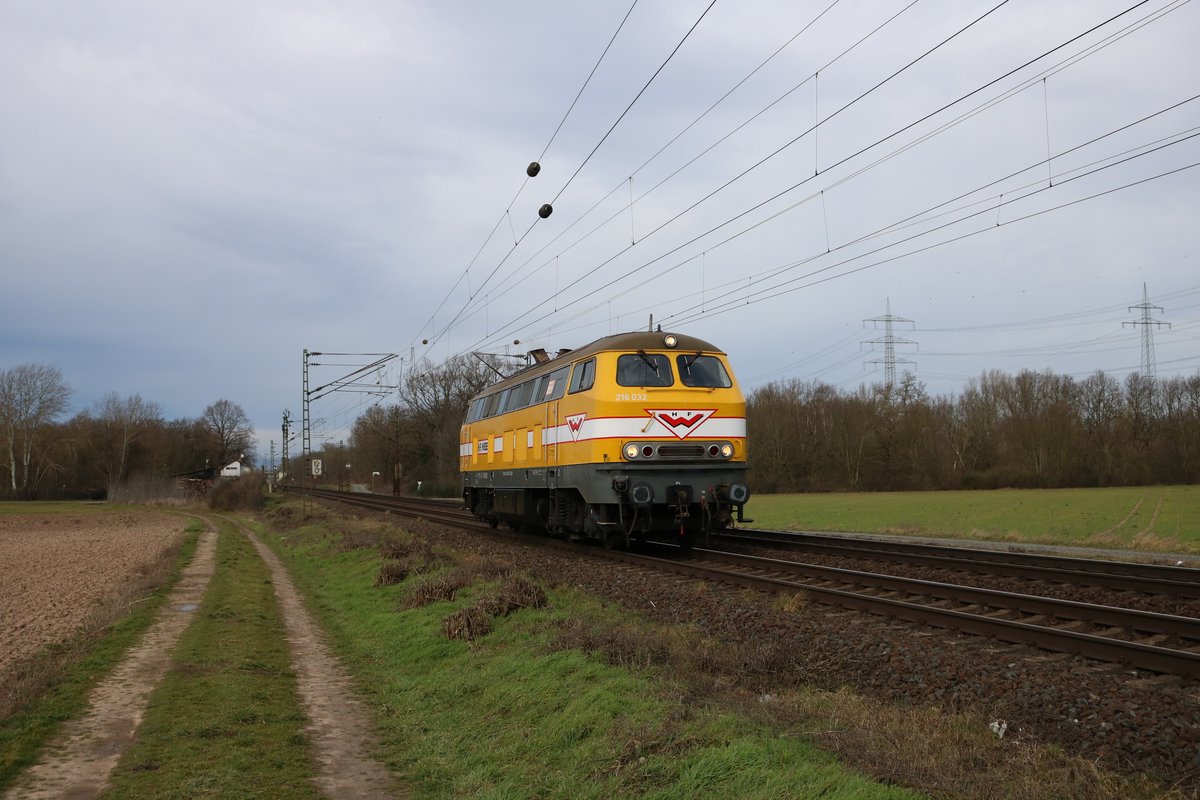 H.F. Wiebe 216 032-3 solo in Mainz Bischofsheim am 22.02.20
